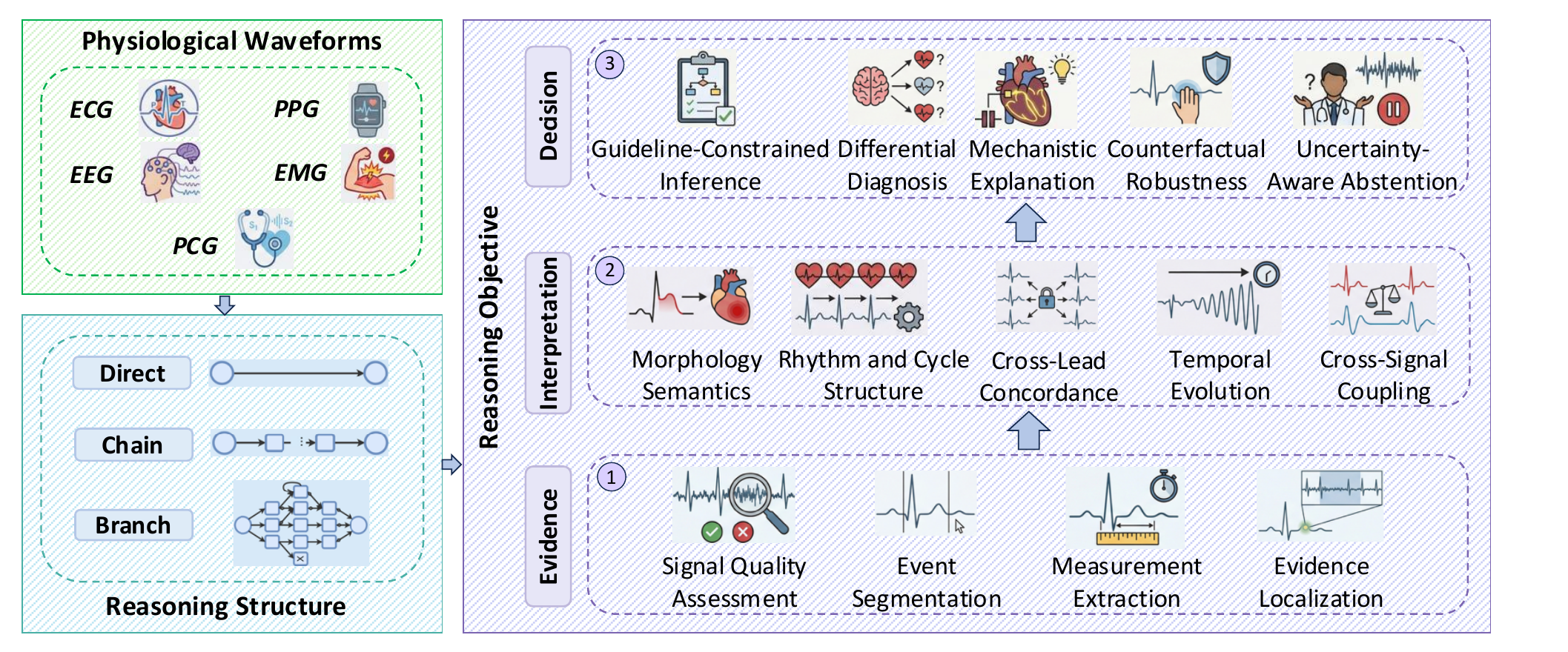 Verifiable physiological waveform reasoning